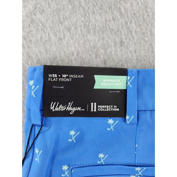 Walter Hagen Men Flat Front Performance 11 Golf Shorts Blue Palms SZ 35 MSRP $70 - Picture 8 of 9